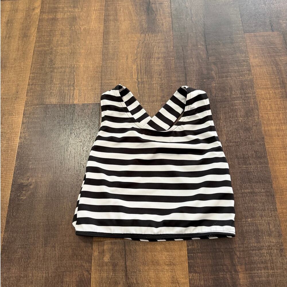 Albion Fit Switchback Crop Bikini Top Black White Stripe Swim Top Size Small - Picture 6 of 6